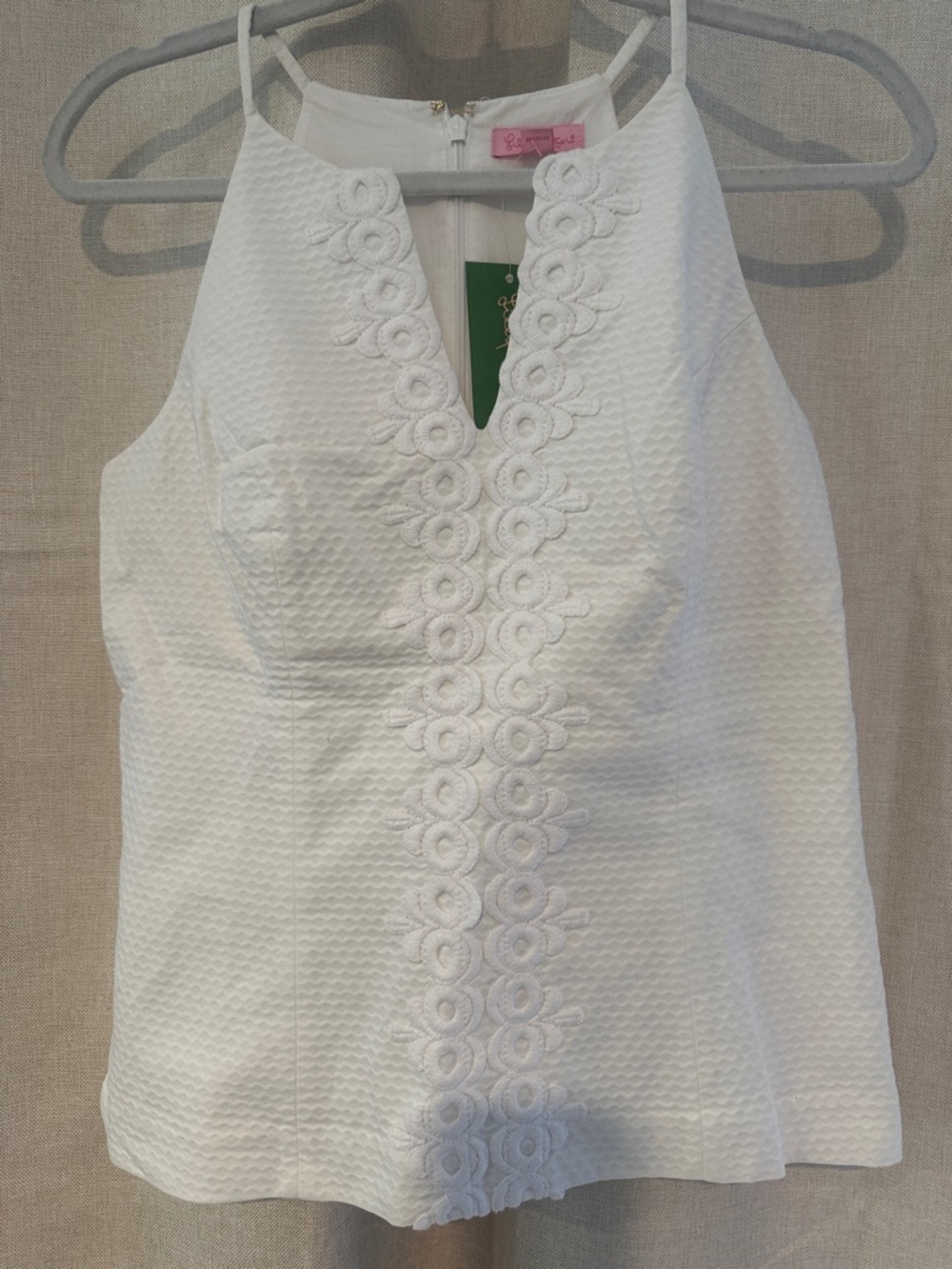 Lilly Pulitzer White Embroidered Halter Camisole